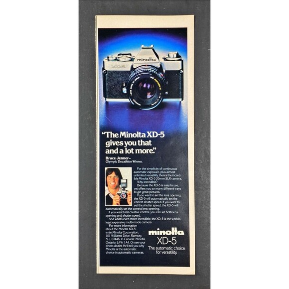 Minolta XD-5 Camera "Bruce Jenner Olympic Decathlon Winner Recommends" Ad 1979 - Picture 3 of 3